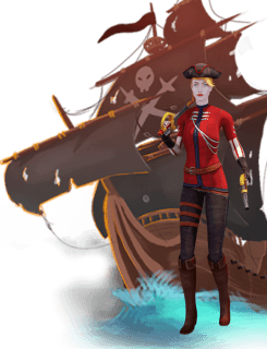 Pirate ship and pirate character