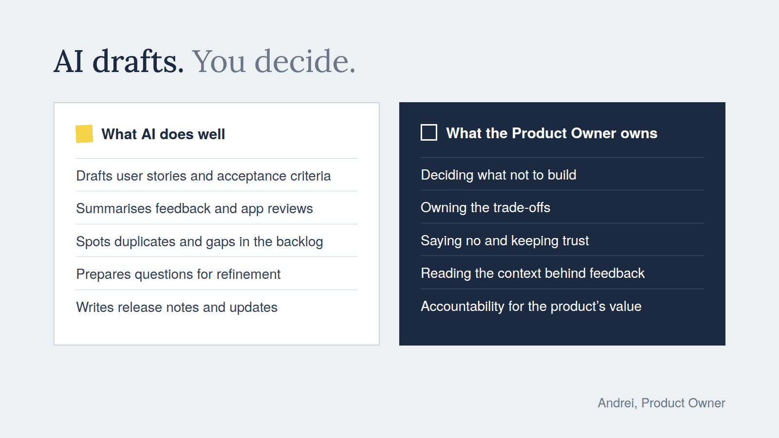 AI and Product Owners ASSIST Software