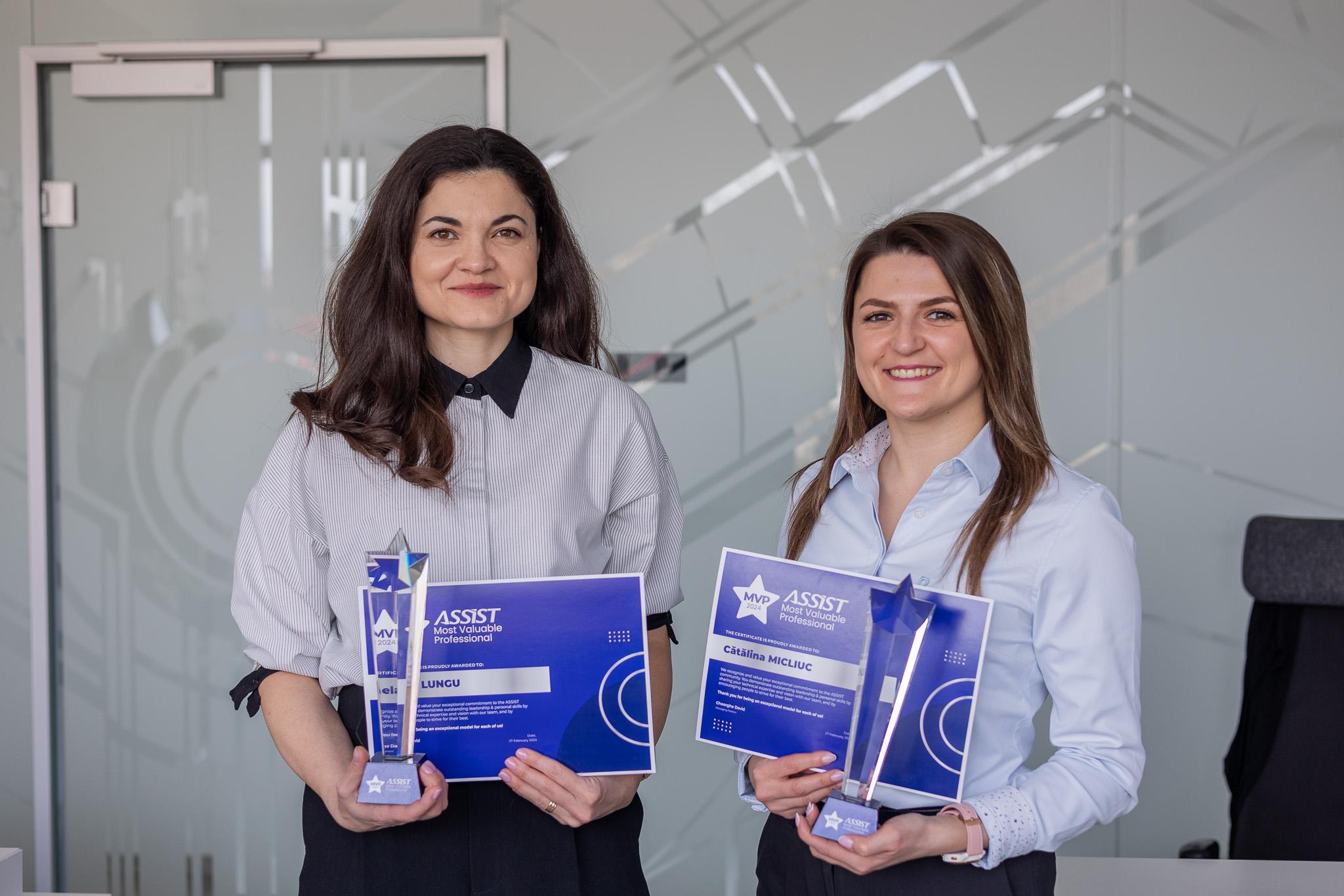 Ionela and Catalina with their awards