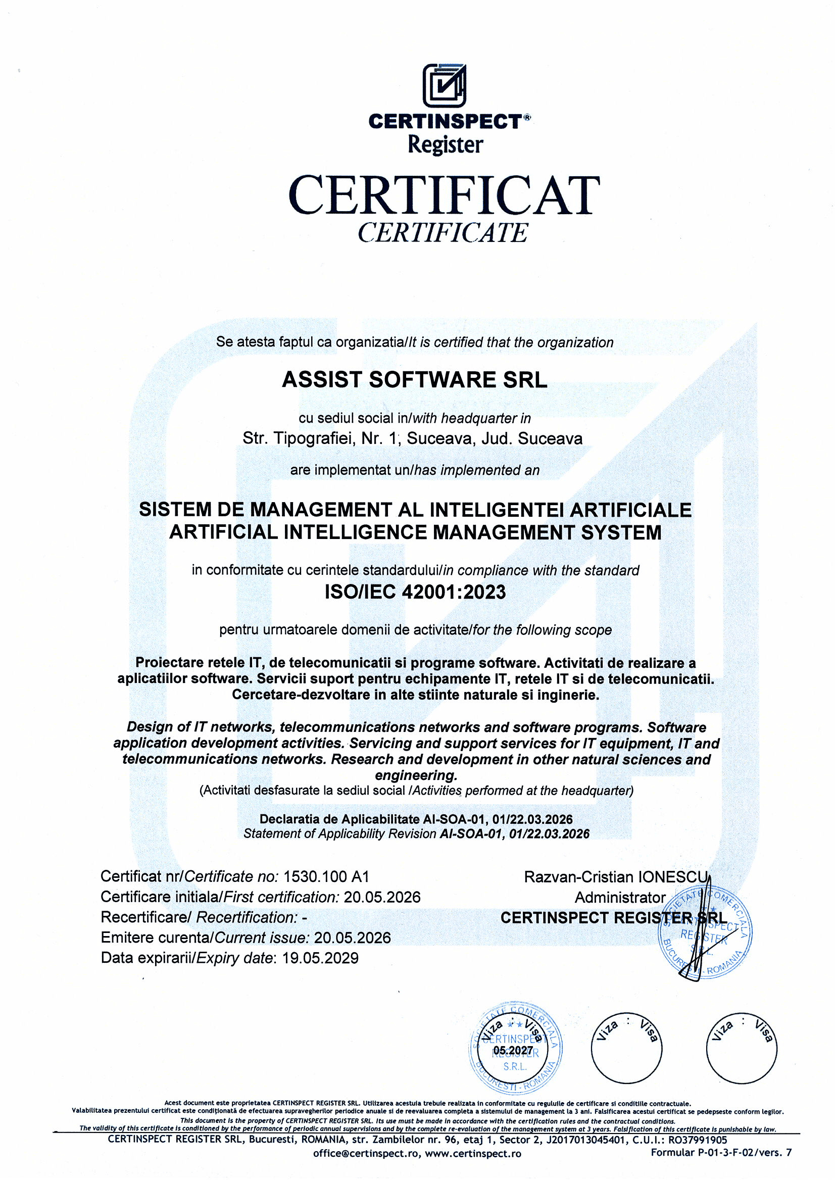 ISO 42001 Certificate ASSIST Software