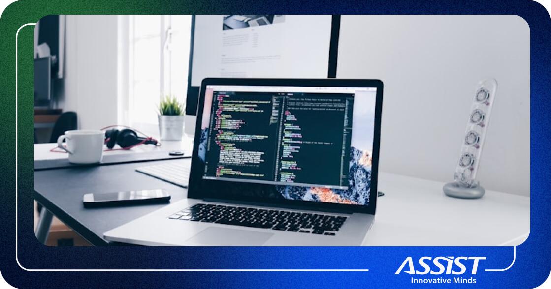 Code on a computer on a desk