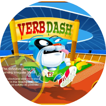 Verb Dash mascot on the running track