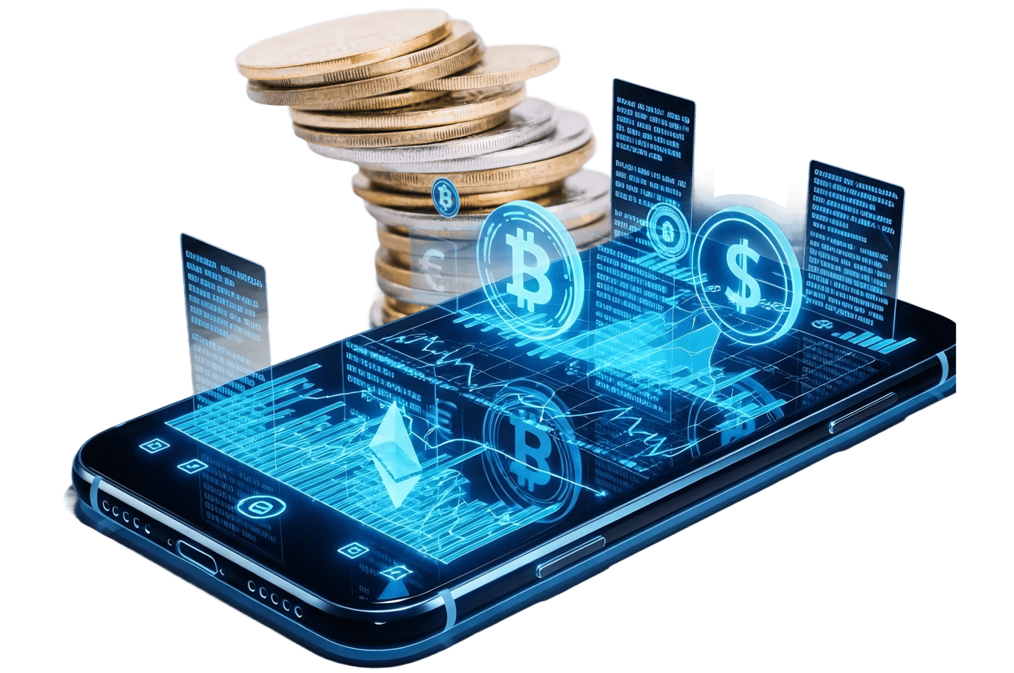 Abstract image of a fintech app on a mobile device