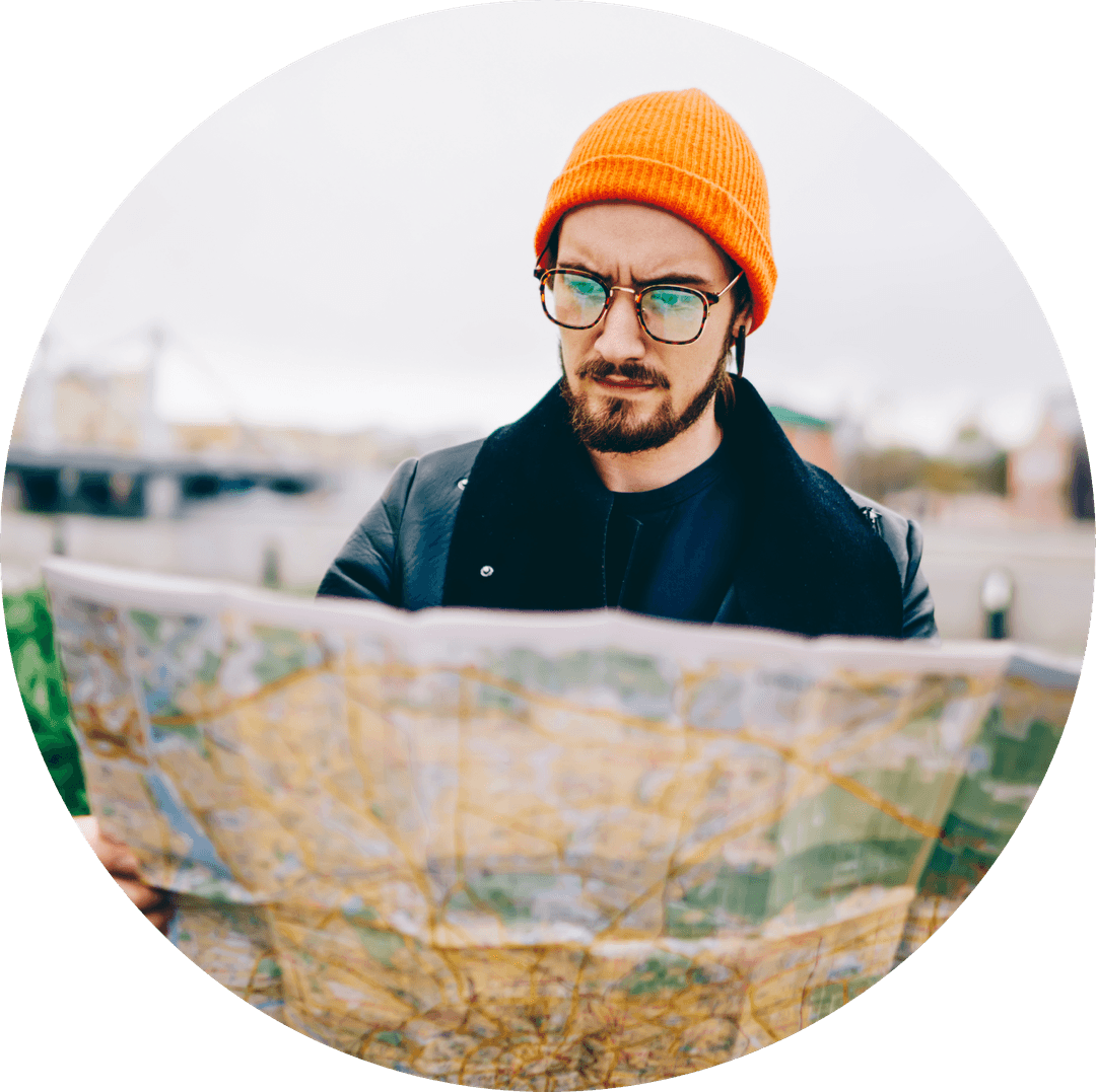 Person looking on a map