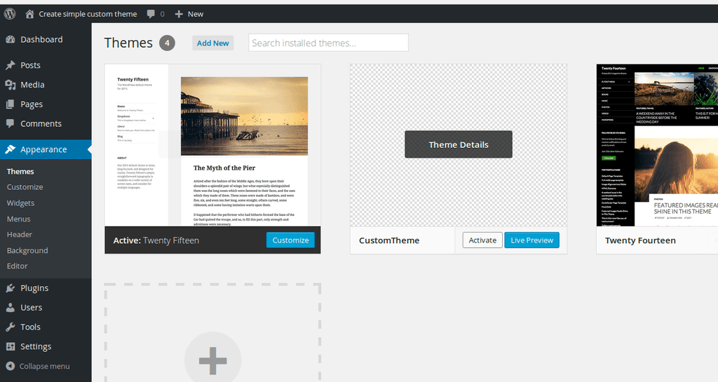 Wordpress themes Activation