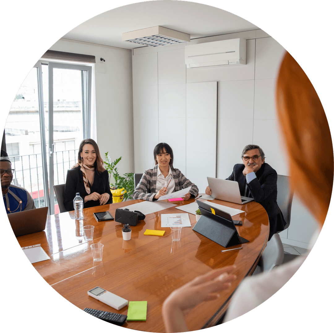 Health professionals seated at a table