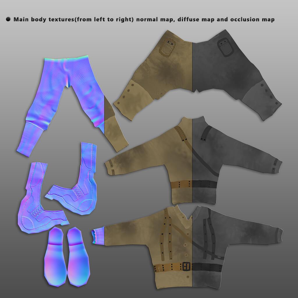 Normal diffuse and occlusion texture
