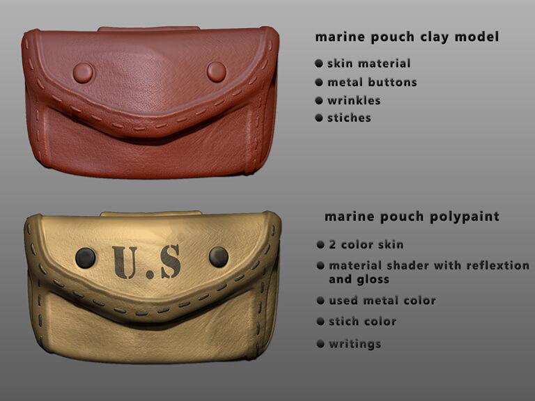 Sculpting and poly painting the pouch