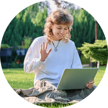 Teen girl using laptop