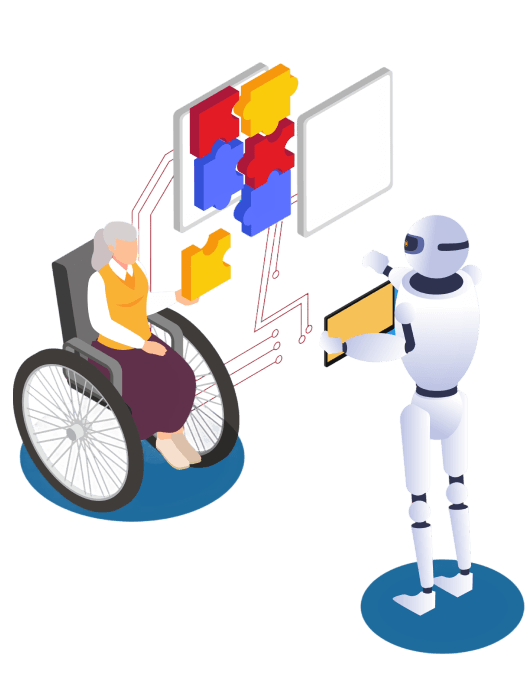 a robot and a disabled person