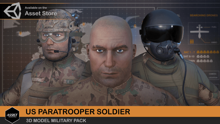 3D US Paratrooper Soldier now available on the Unity Asset Store and Unreal Engine Marketplace