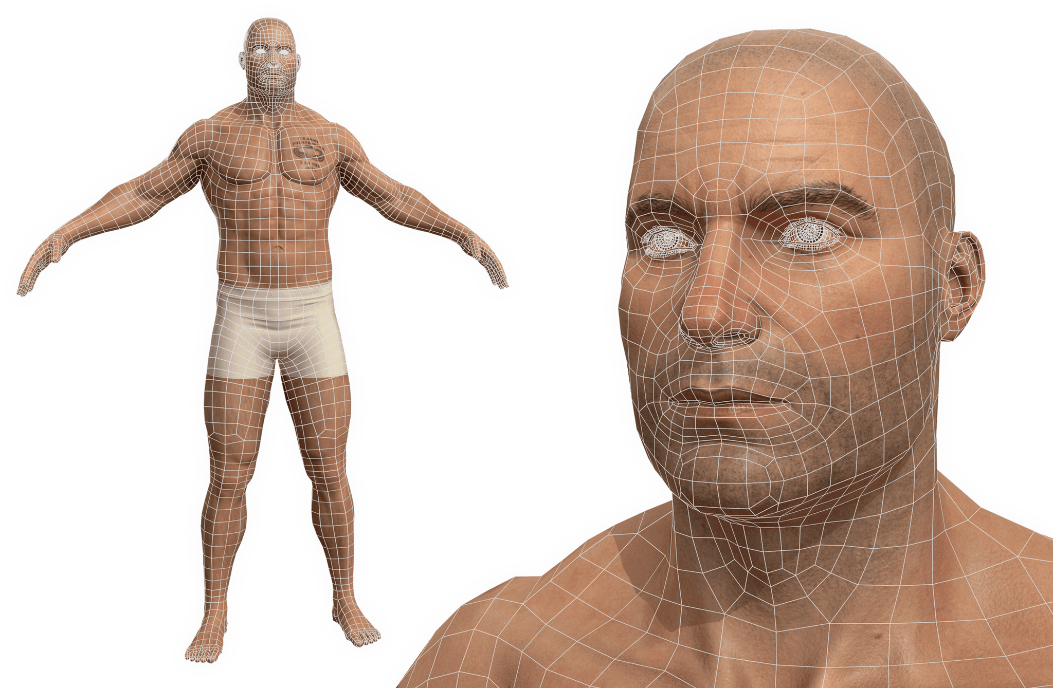 Game Character Production - Applying Industry Standards across Production Pipeline - human anatomy details in hugh-res ZBrush sculpt