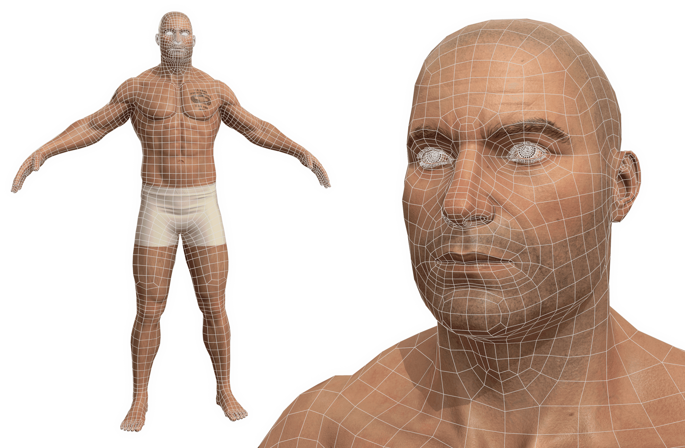Game Character Production - Applying Industry Standards across Production Pipeline - human anatomy details in hugh-res ZBrush sculpt
