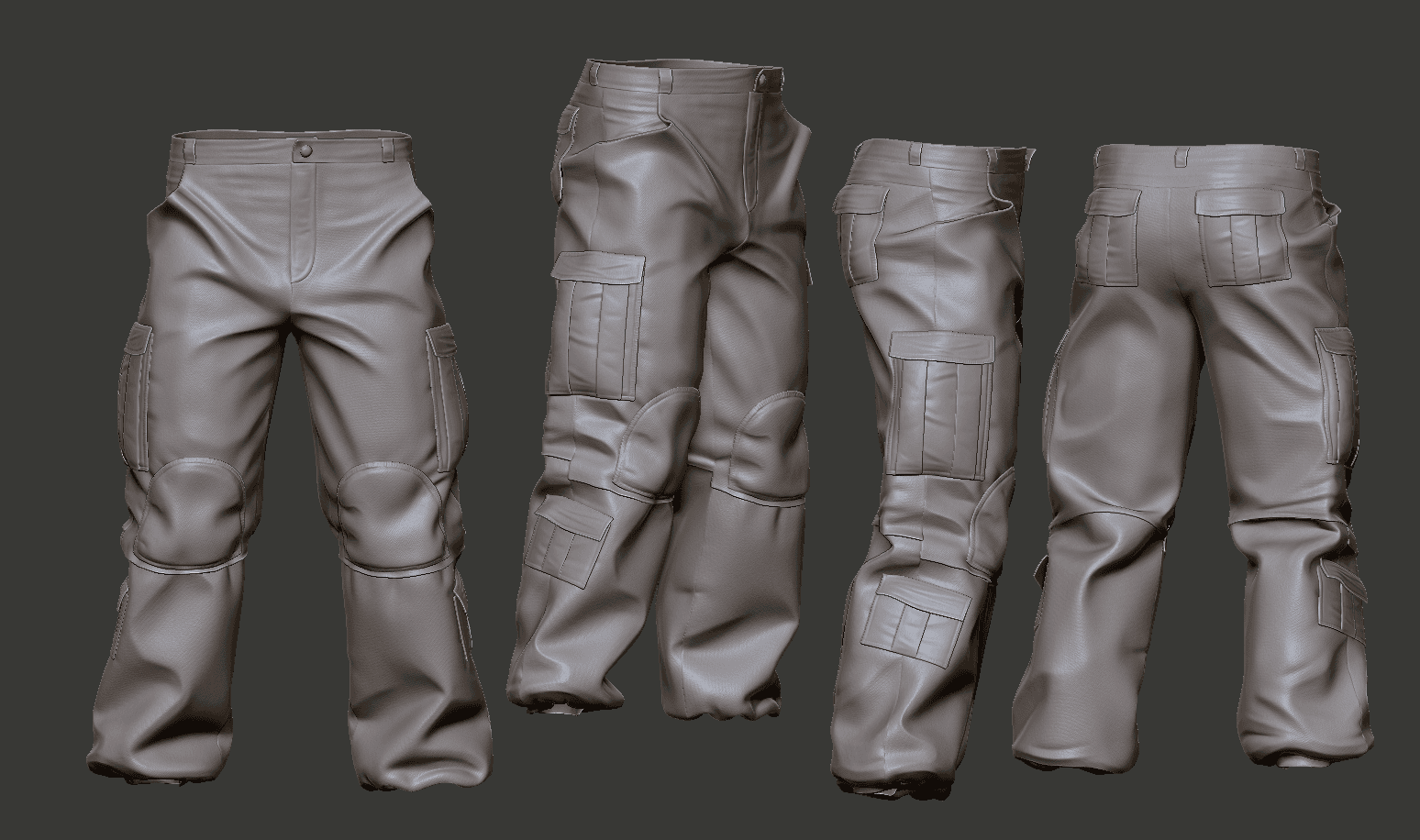 Game Character Production - Applying Industry Standards across Production Pipeline - pants details modeled in ZBrush