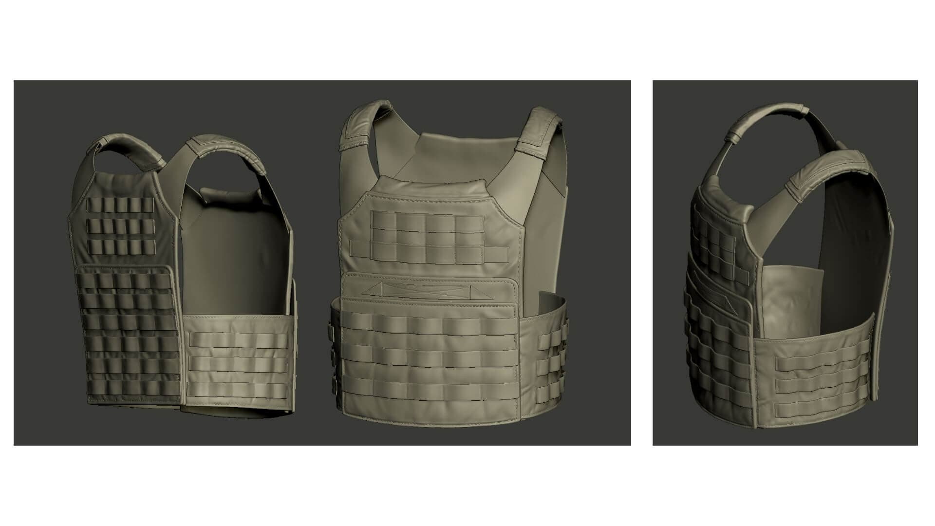 Game Character Production - Applying Industry Standards across Production Pipeline - vest details modeled in ZBrush