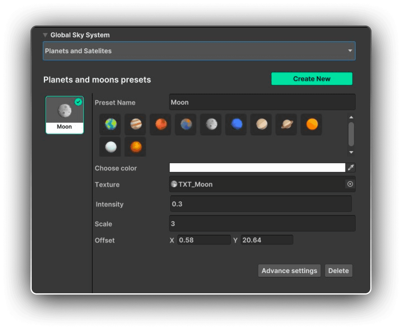 Planets starts maker Unity