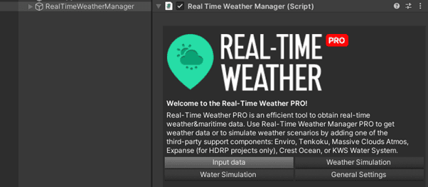 Real-time weather PRO Unity Plugin Tool