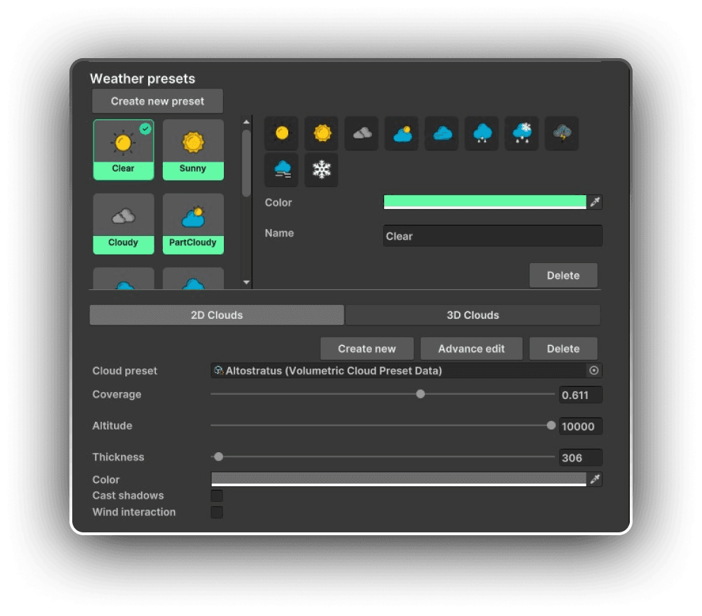 Reimagine your perfect sky with a great weather and cloud Unity asset
