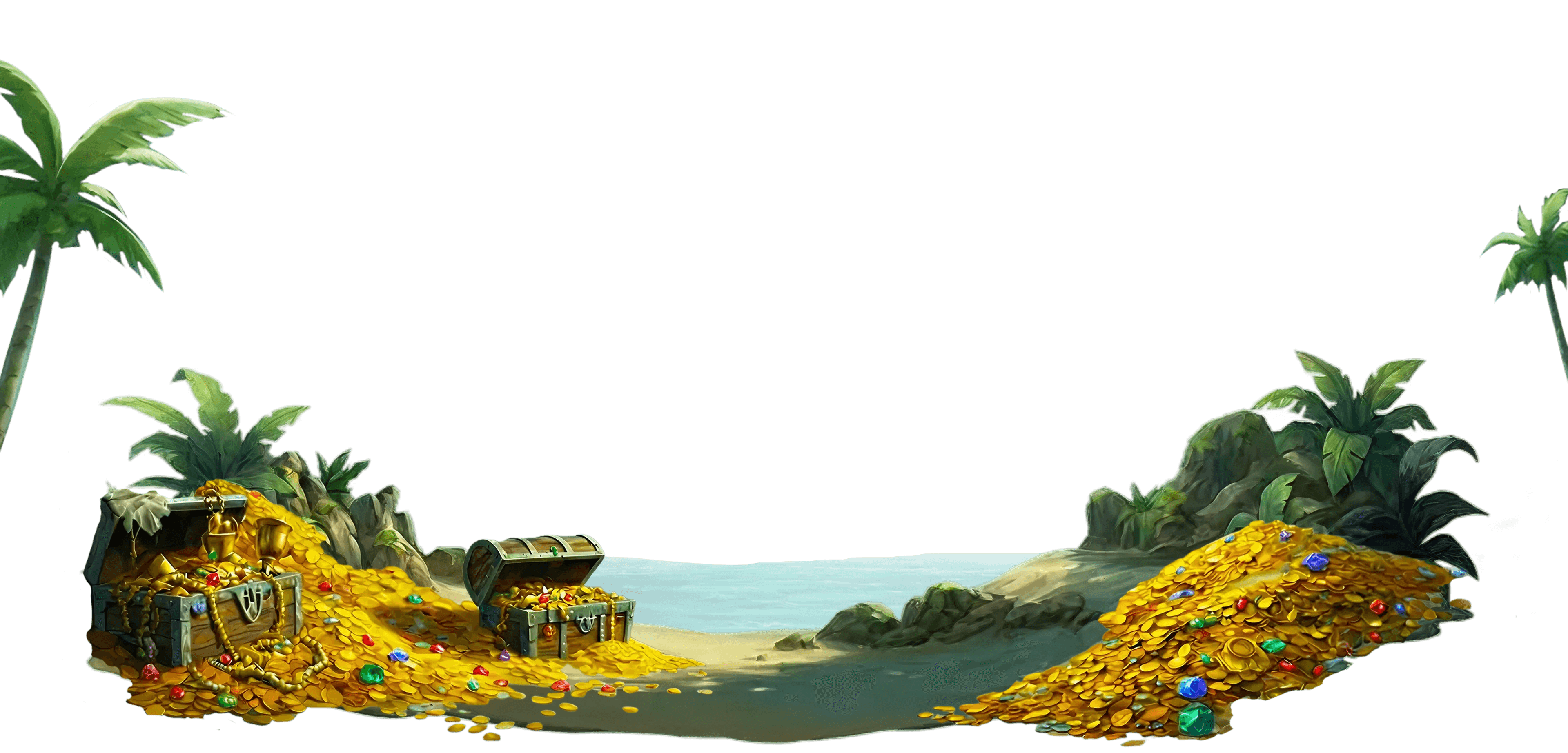 Render image of a treasure on an island