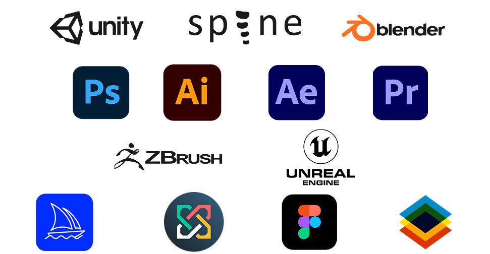 Image of different software applications logos