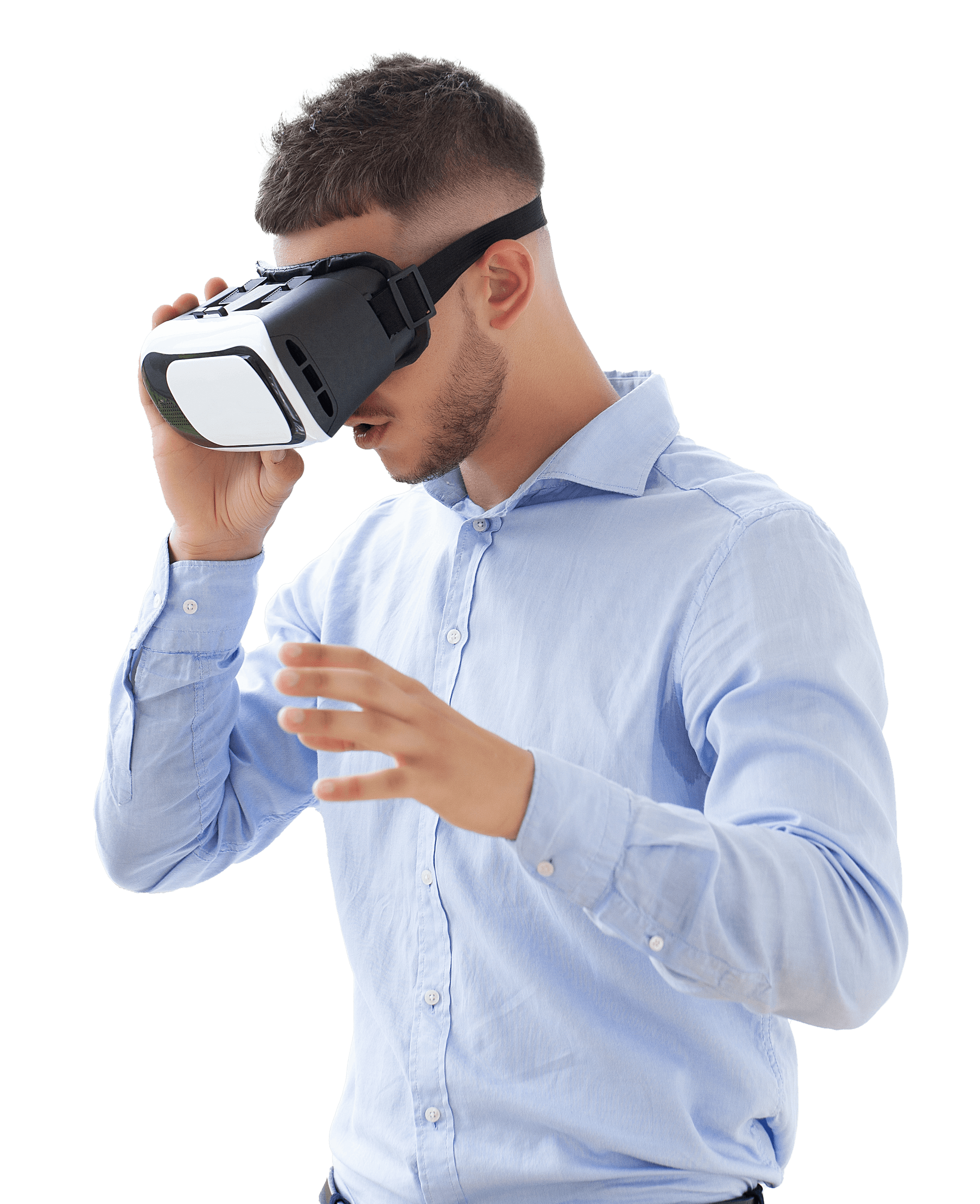Young man wearing a VR headset