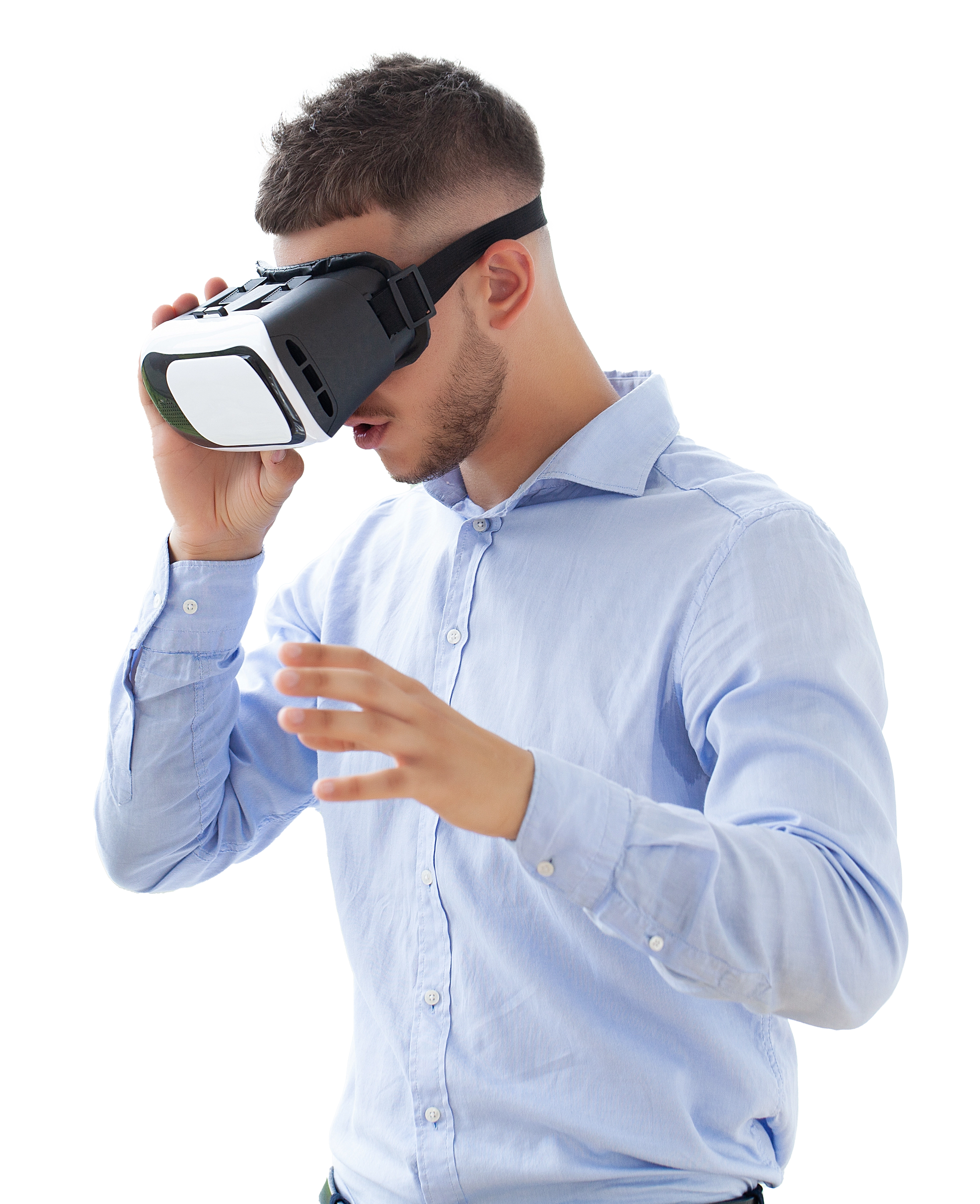 Young man wearing a VR headset