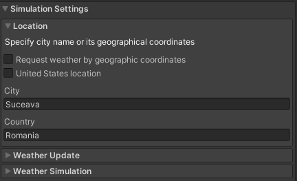 Real Time Weather Plugin ASSIST Software - Simulation Settings