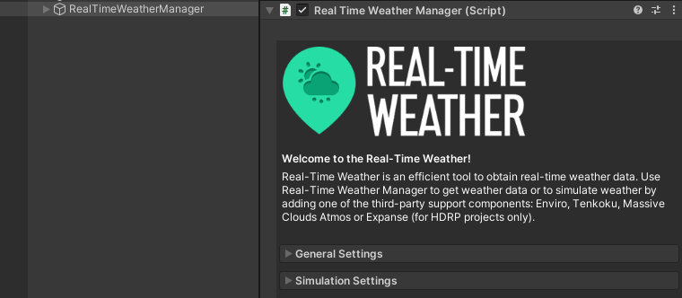 Real Time Weather Plugin ASSIST Software - Main UI