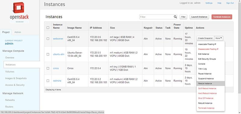 Resize Image OpenStack Dashboard