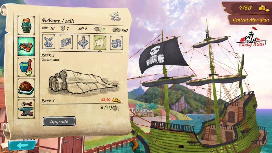 Elly and the Ruby Atlas, pirate game, ship custom