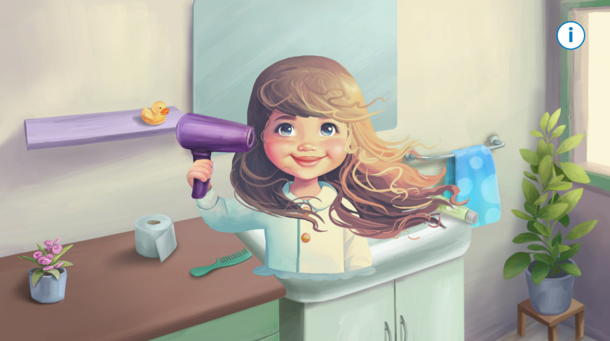 Web application - “Drying Hair” action’s animation