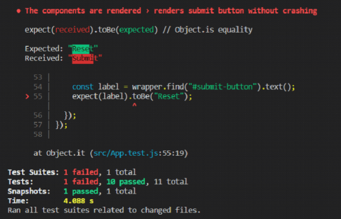 code text, test, jest, enzyme