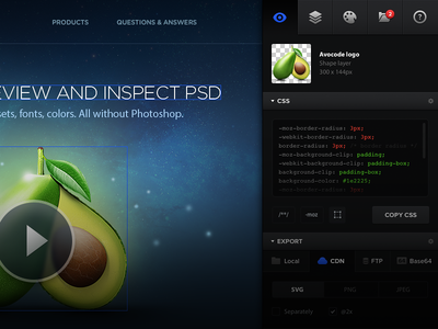 Avocode inspect PSD