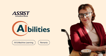 The AIBILITIES and ASSIST Software logos Woman with disability